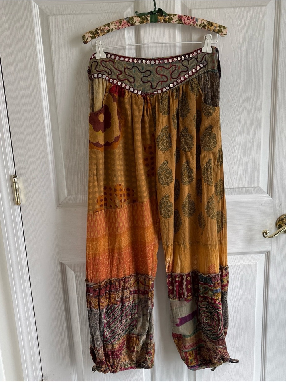 Harem pants wide leg patchwork boho Salwar festival comfy fall